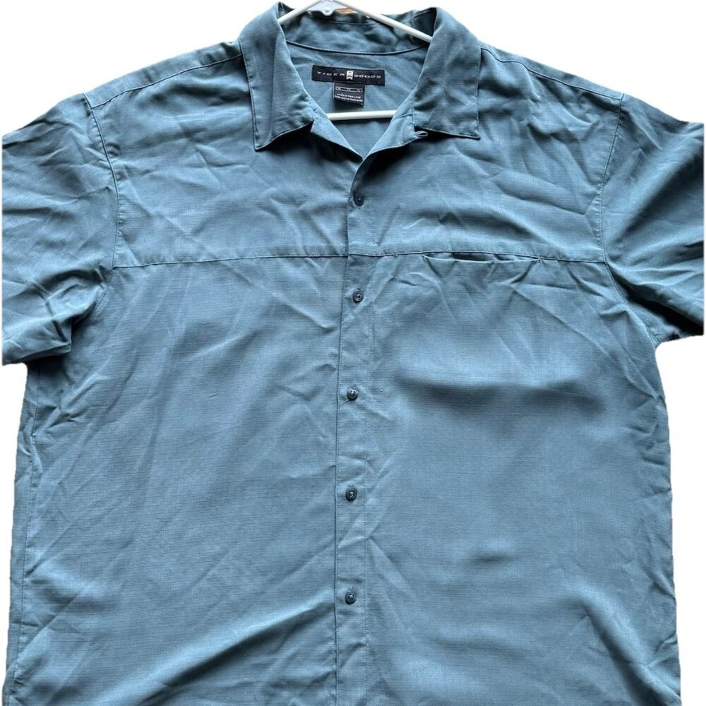 Nike Polo Shirt Tiger Woods Mens XL Teal Blue Short Sleeve Golf Button Down